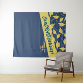 Graduation Party Photobooth Blauw Gouden Mortarboa Wandkleed (In Situ (horizontaal))