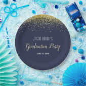 Graduation Party Platinum Gold Confetti Black Inv Papieren Bordje (Feest)