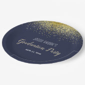 Graduation Party Platinum Gold Confetti Black Inv Papieren Bordje (Gekanteld)