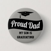 Graduation Party Proud Dad Grey Ronde Button 5,7 Cm (Voorkant)