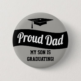 Graduation Party Proud Dad Grey Ronde Button 5,7 Cm