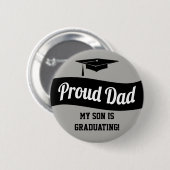 Graduation Party Proud Dad Grey Ronde Button 5,7 Cm (Voorkant /achterkant)