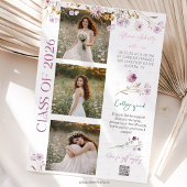 Graduation party QR Code Wildflower   Invitation Kaart