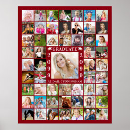 Graduation Party Red 55 Photo Collage Personalized Poster