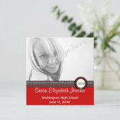 Graduation Party - Red & Black Invite Kaart (Staand voorkant)