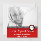 Graduation Party - Red & Black Invite Kaart (Voorkant)