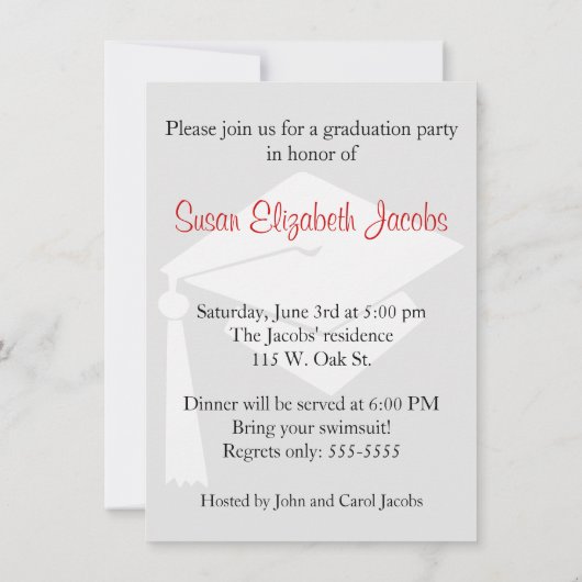 Graduation Party - Red & Black Invite Kaart (Achterkant)