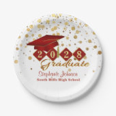 Graduation Party Red & Gold 20XX Papieren Bordje (Voorkant)