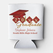 Graduation Party Red & Gold Confetti Blikjeskoeler (Voorkant)