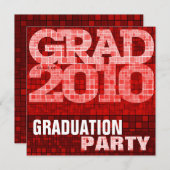 Graduation Party Red Mosaic Invitation Kaart (Voorkant / Achterkant)