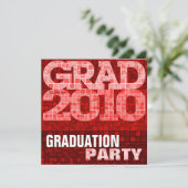 Graduation Party Red Mosaic Invitation Kaart (Staand voorkant)