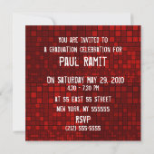 Graduation Party Red Mosaic Invitation Kaart (Achterkant)