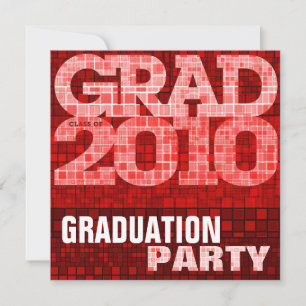 Graduation Party Red Mosaic Invitation Kaart