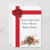 GRADUATION Party Red Wax Seal Monogram Kaart (Voorkant)