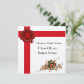 GRADUATION Party Red Wax Seal Monogram Kaart (Staand voorkant)