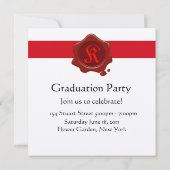 GRADUATION Party Red Wax Seal Monogram Kaart (Achterkant)