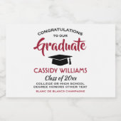 Graduation Party Red White Black Mini Split Sparkling Wijnetiket (Enkel label)