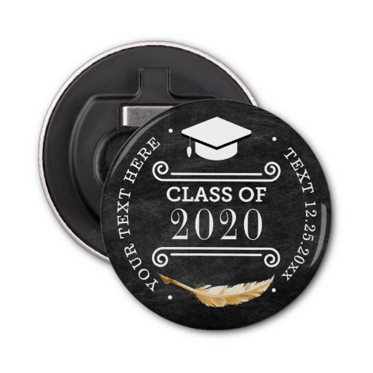 Graduation Party Retro Chalkboard - Aangepast Button Flesopener (Voorkant)