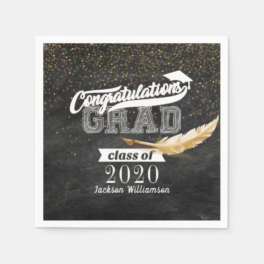 Graduation Party Retro Chalkboard - Aangepast Servet (Voorkant)