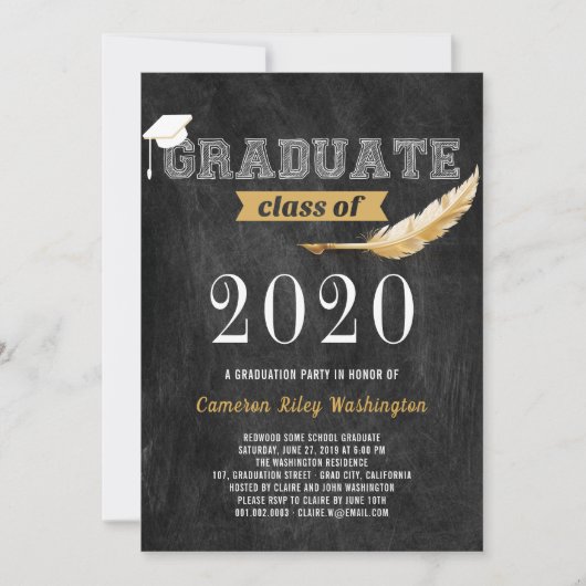 Graduation Party Retro Chalkboard Kaart (Voorkant)