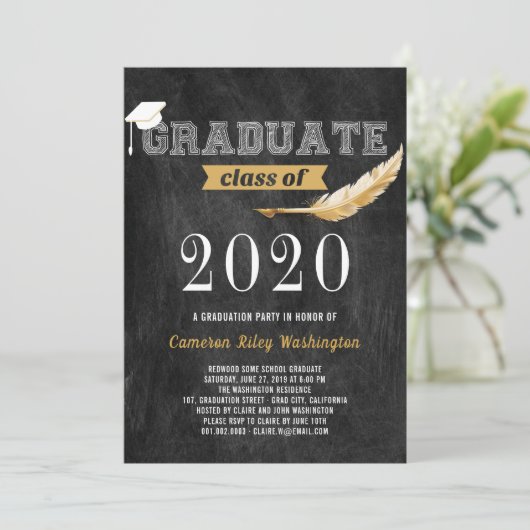 Graduation Party Retro Chalkboard Kaart (Staand voorkant)