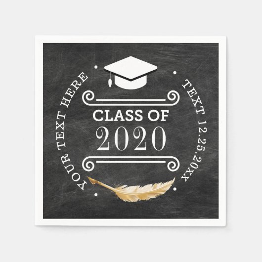 Graduation Party Retro Chalkboard Klasse 2020 Servet (Voorkant)