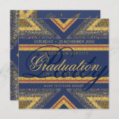 Graduation Party (Rode+Blauw & Gold) Kaart (Voorkant / Achterkant)