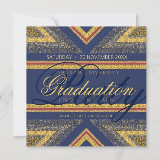 Graduation Party (Rode+Blauw & Gold) Kaart (Voorkant)
