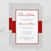 Graduation Party (Rode en grijze Chevron) Kaart (Voorkant / Achterkant)