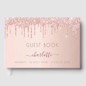 Graduation party roos gold glitter class 2023 gastenboek (Voorkant)