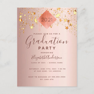 Graduation party roos gouden topper sterren briefkaart