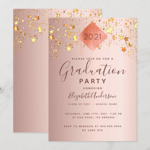Graduation party roos gouden topper sterren kaart