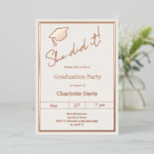 Graduation party rose gold luxury She did it Folie Uitnodiging (Staand Voorkant)
