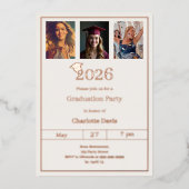 Graduation party rose gold photo luxury folie uitnodiging (Voorkant)