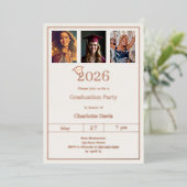 Graduation party rose gold photo luxury folie uitnodiging (Staand Voorkant)