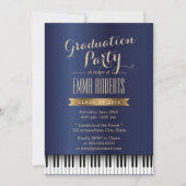 Graduation Party Royal Blue Piano Keys Music Major Kaart (Voorkant)