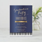 Graduation Party Royal Blue Piano Keys Music Major Kaart (Staand voorkant)