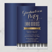 Graduation Party Royal Blue Piano Keys Music Major Kaart (Voorkant / Achterkant)