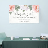 Graduation Party roze Waterverf Floral Spandoek (Beurs)