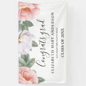 Graduation Party roze Waterverf Floral Spandoek (Verticaal)