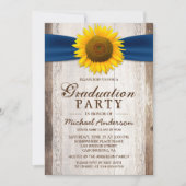 Graduation Party Rustic Barn Wood Sunflower Ribbon Kaart (Voorkant)