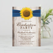 Graduation Party Rustic Barn Wood Sunflower Ribbon Kaart (Staand voorkant)