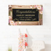 Graduation Party Rustic Country Wood Floral Spandoek (Insitu)