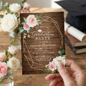 Graduation Party Rustic Geometric Blush Floral Kaart