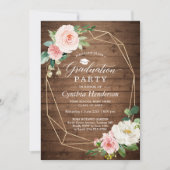 Graduation Party Rustic Geometric Blush Floral Kaart (Voorkant)
