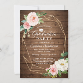 Graduation Party Rustic Geometric Blush Floral Kaart