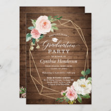 Graduation Party Rustic Geometric Blush Floral