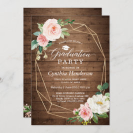Graduation Party Rustic Geometric Blush Floral Kaart
