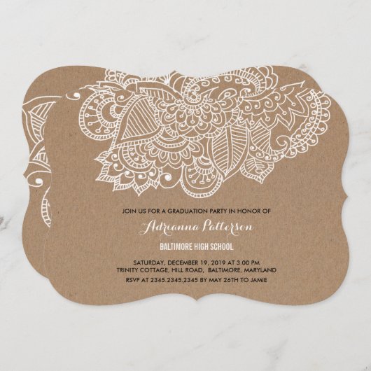 Graduation Party | Rustic Paisley Pattern Kaart (Voorkant / Achterkant)