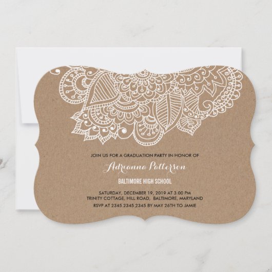 Graduation Party | Rustic Paisley Pattern Kaart (Voorkant)